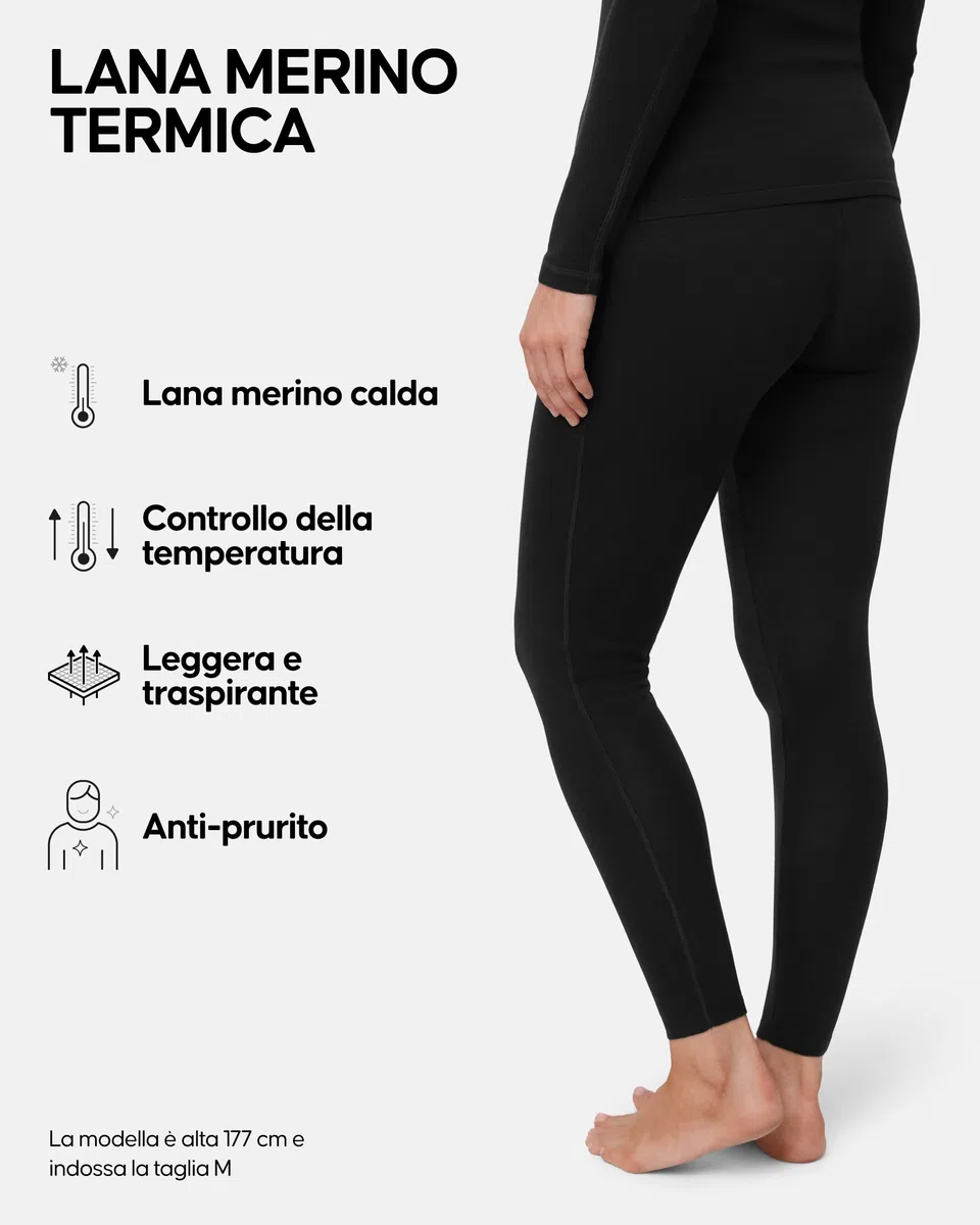 DANISH ENDURANCE Leggings Donna in Lana Merino, Pantaloni Termici, Pantacollant Invernali da Sci