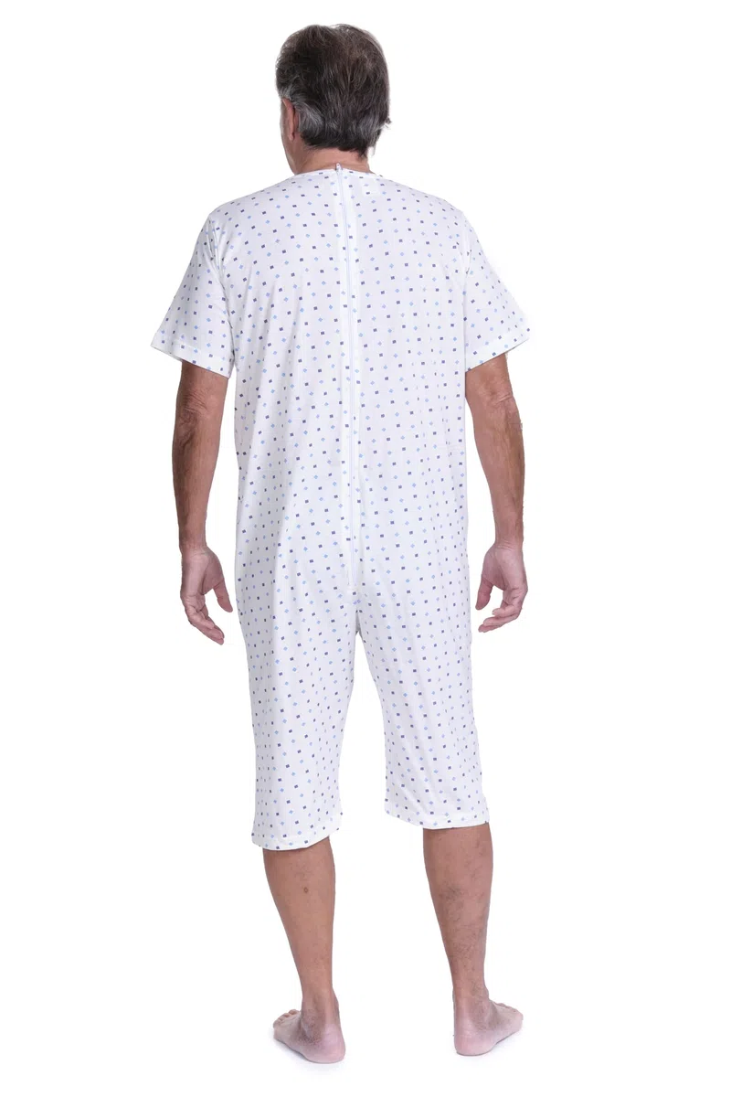 FERRUCCI COMFORT Pigiama Sanitario in Cotone con Zip su Dorso - Unisex - Maniche Corte e Pantalone Corto - 9012/5 - Adatto agli Anziani - Antimanipolazione