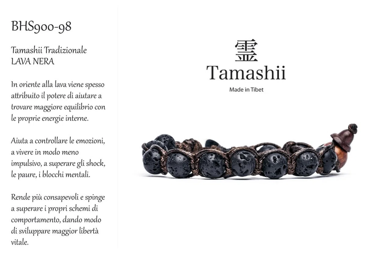 Tamashii Bracciale tibetano buddista in lava nera
