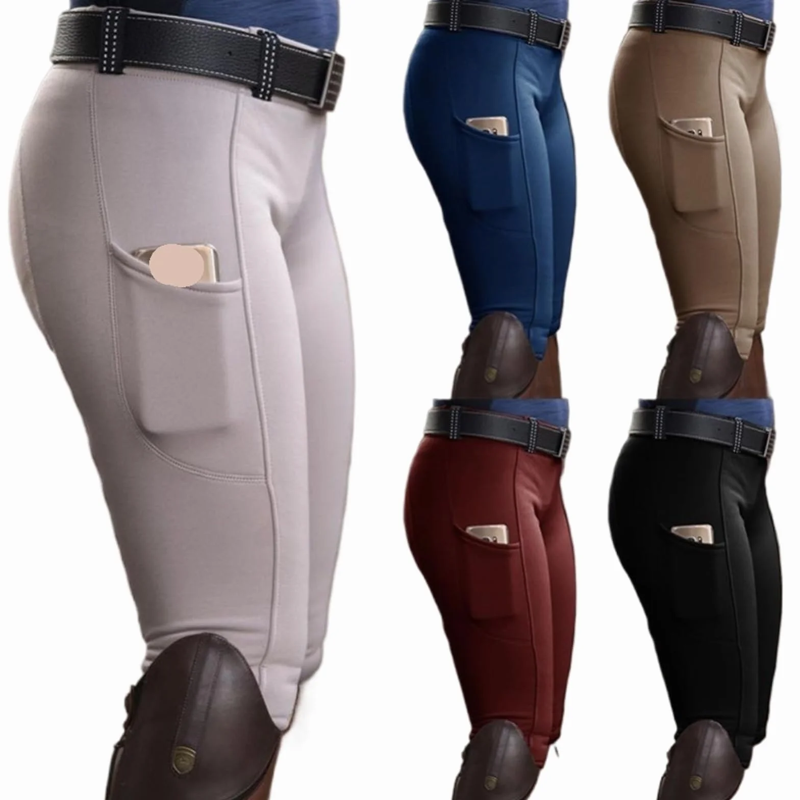 Pantaloni da Equitazione Elastici a Vita Alta Donna Uomo