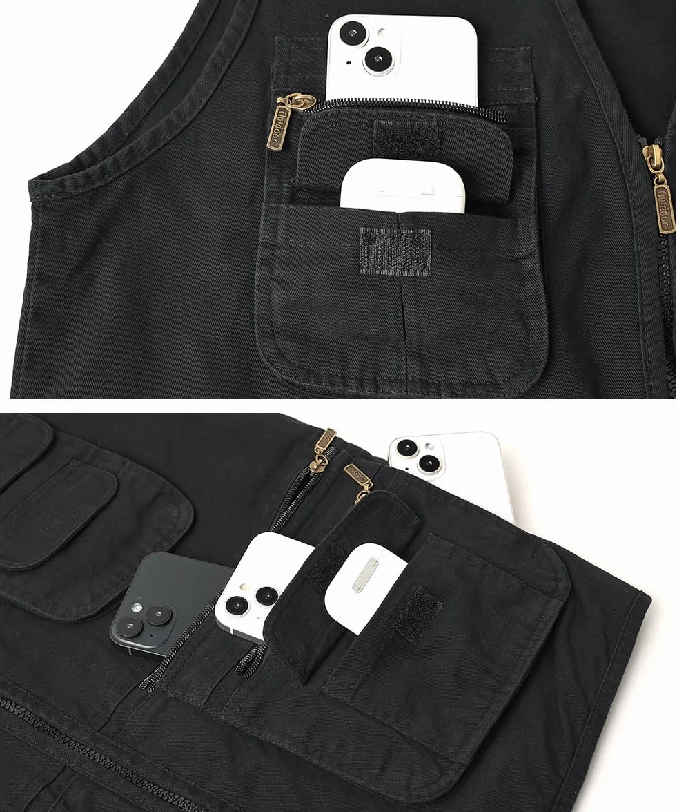 Gilet da Pesca da Uomo Giacca Senza Maniche da Fotografia Caccia Gilet da Lavoro Giubbotti Safari con Multi-Tasche