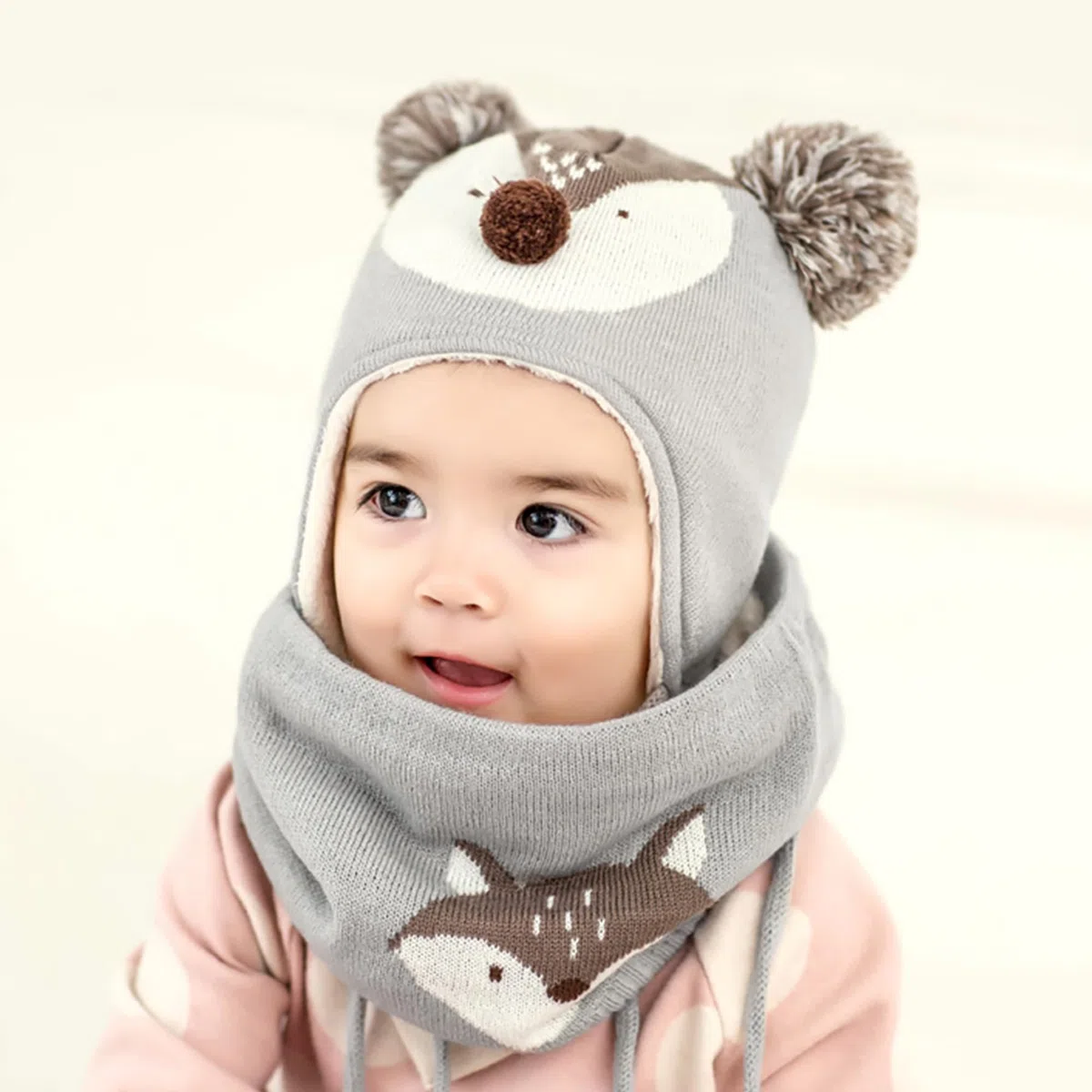Bambini Ragazzi Cappello Sciarpe Guanti Set Ragazze Cappello Autunno Invernale Primavera Cappelli Caldo Carina Piccolo Volpe Beanie Berretto Bambino Infantili del Cappello 1-6 Anni