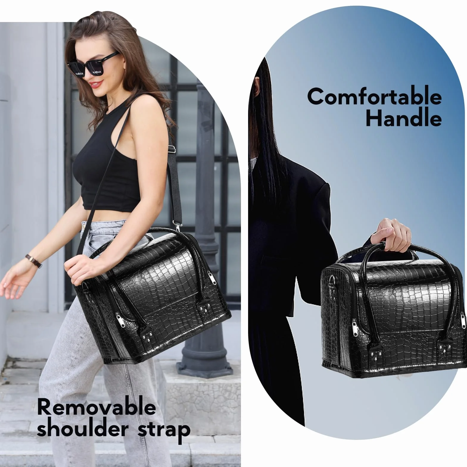 Joligrace Valigetta Trucchi Professionale Porta Trucchi Valigetta per Cosmetici Grande Borsa Cosmetici Trousse Make Up Organizer Beauty Case da Viaggio 30x 24,5 x 25,5 CM, Nero
