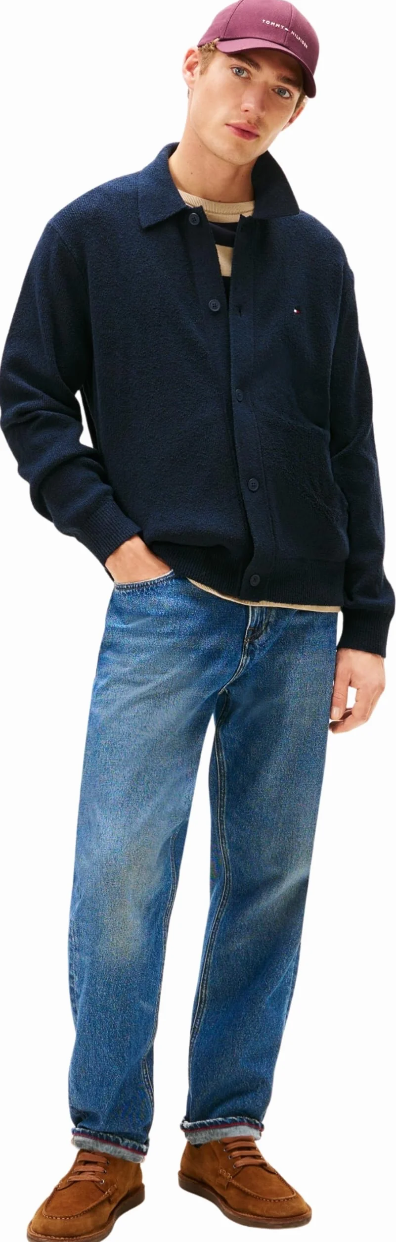 Tommy Hilfiger Textured Polo Cardigan Mw0mw41546 Maglione Cardigan Unisex - Adulto