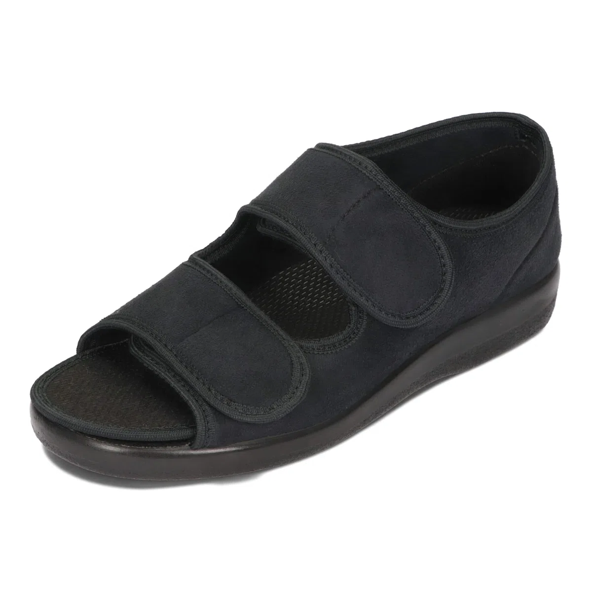 Scarpe Ortopediche Aperte Donne Uomo Larghezza Regolabile Soletta Ortopedica Strappo Microvelour Nero Unisex 36-46 EU