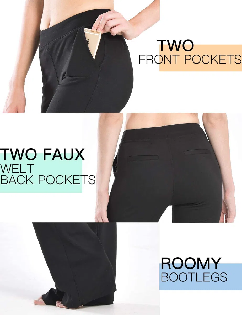 Safort Women Yoga Trousers Bootcut Yoga Pants Tummy Control Mid Waist Dress Work Trousers for Office, Gym, Casual, Jogging, Yoga