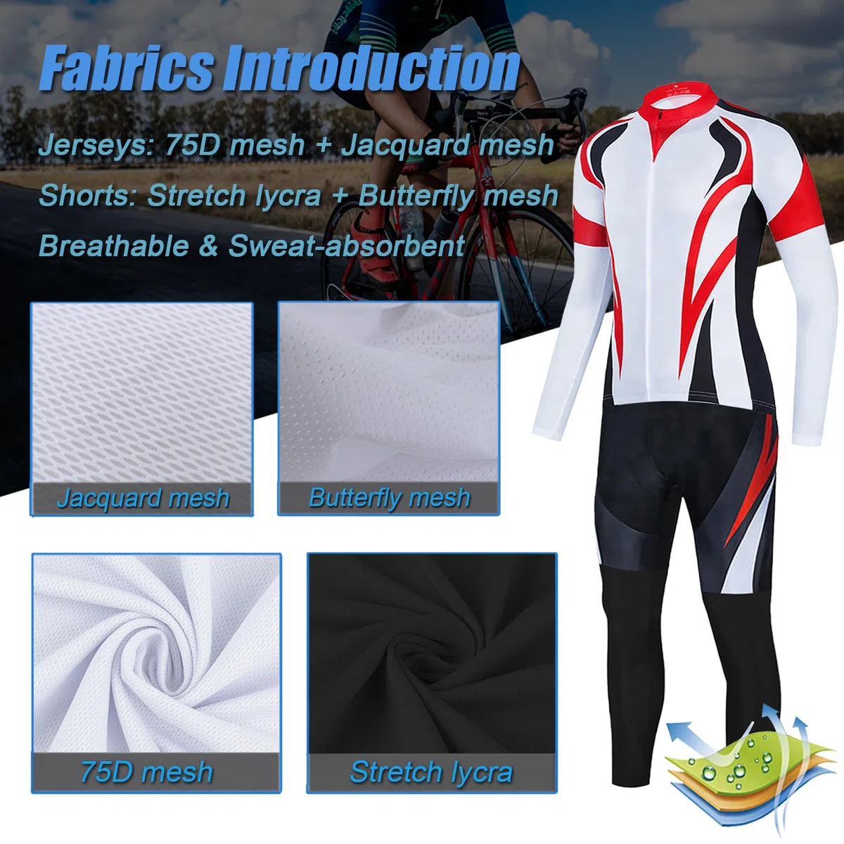 Completo Ciclismo Donna Abbigliamento Bici MTB,Maglia Ciclista Maglietta Ciclo Maniche Lunghe Giacca e Salopette Pantaloni con 19D Gel Imbottiti,Completi Tuta da Bicicletta Jerseys Rapida Traspirante