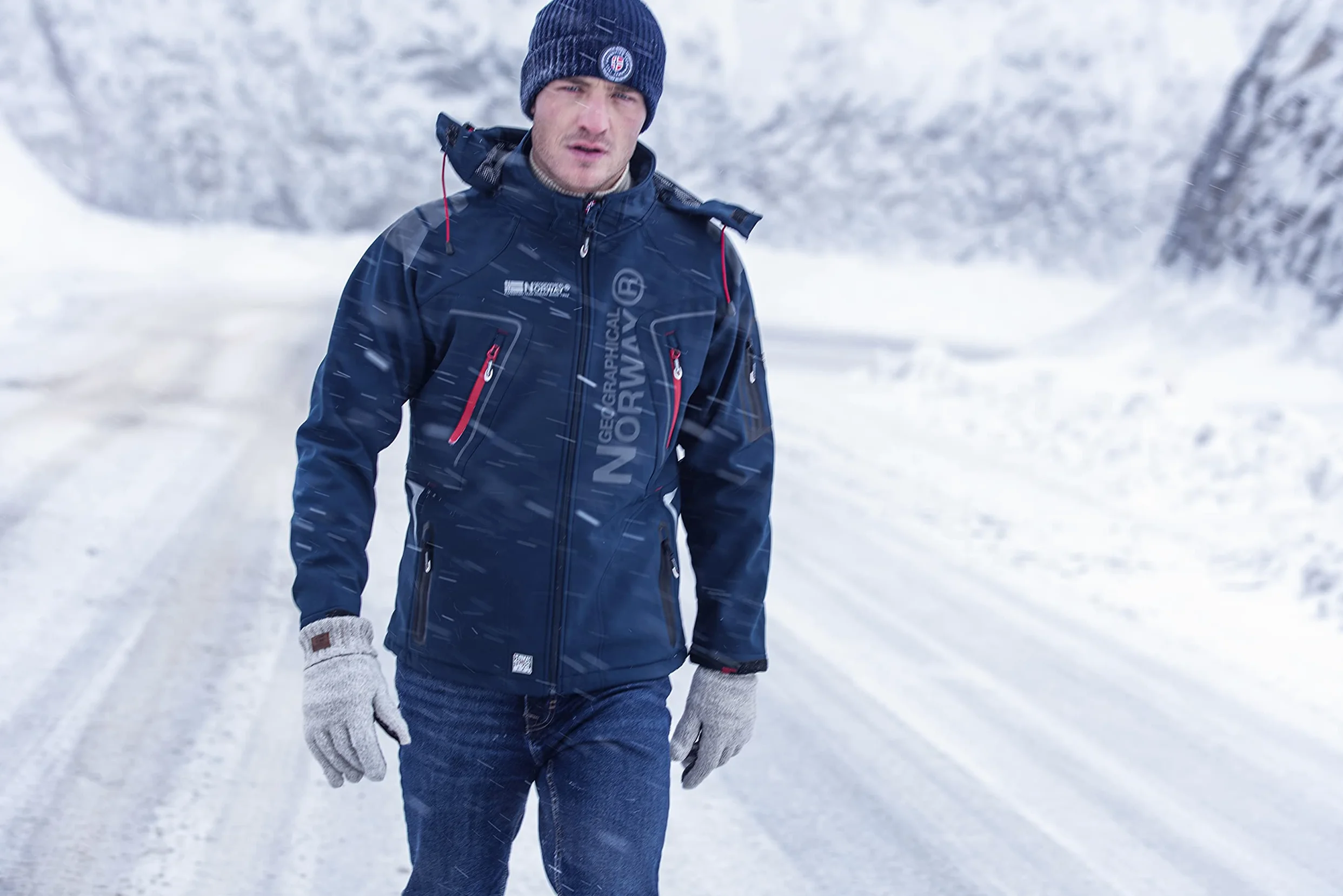 Geographical Norway Techno Men - Giacca Cappuccio Softshell Impermeabile Uomo - Giacca Vento Tattica Da Esterno - Escursionismo Sci Autunno Inverno Primavera