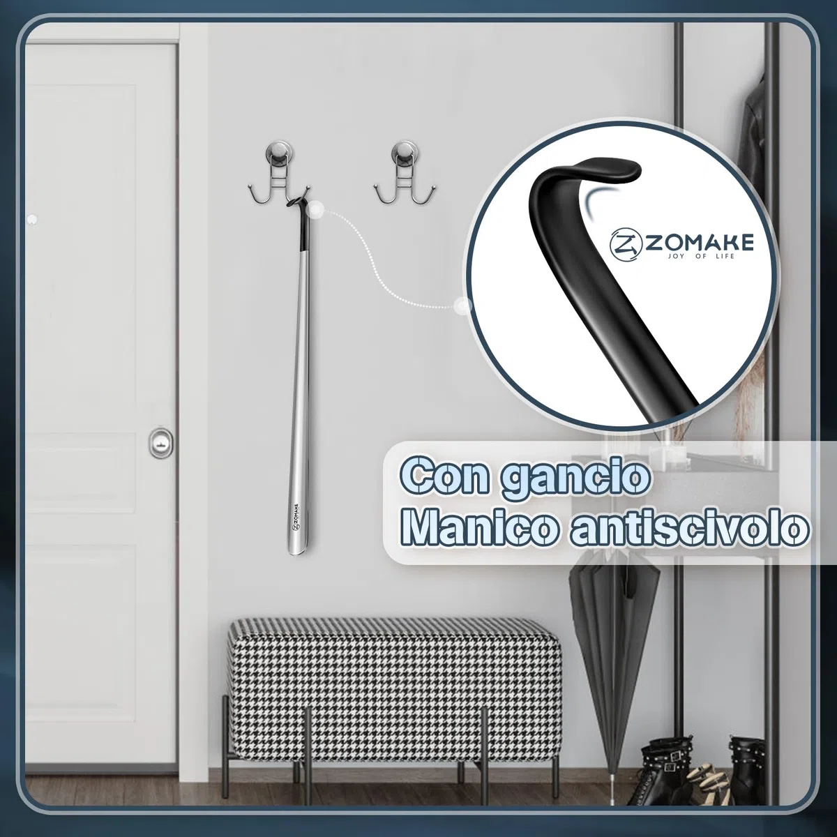 ZOMAKE Calzascarpe Lungo, Calza Scarpe Metallo Extra Lungo, Calzante per Scarpe Acciaio Inossidabile, Shoe Horn per Uomini Donne Anziani