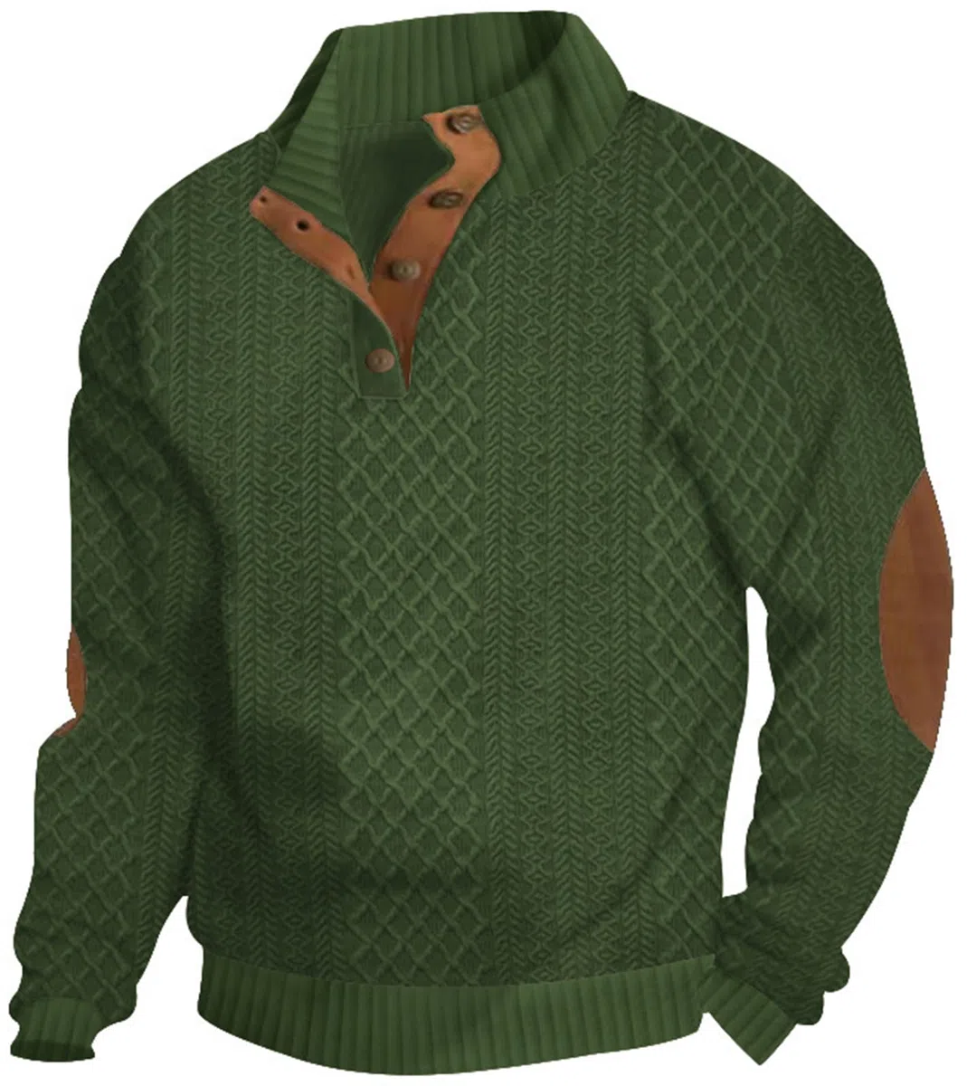 PADOLA Felpa Uomo a Collo Alto con Bottoni Jacquard Maglione Elegante Manica Lunga Fit Classico Giaccone Casual Morbido Outfit Autunno Inverno