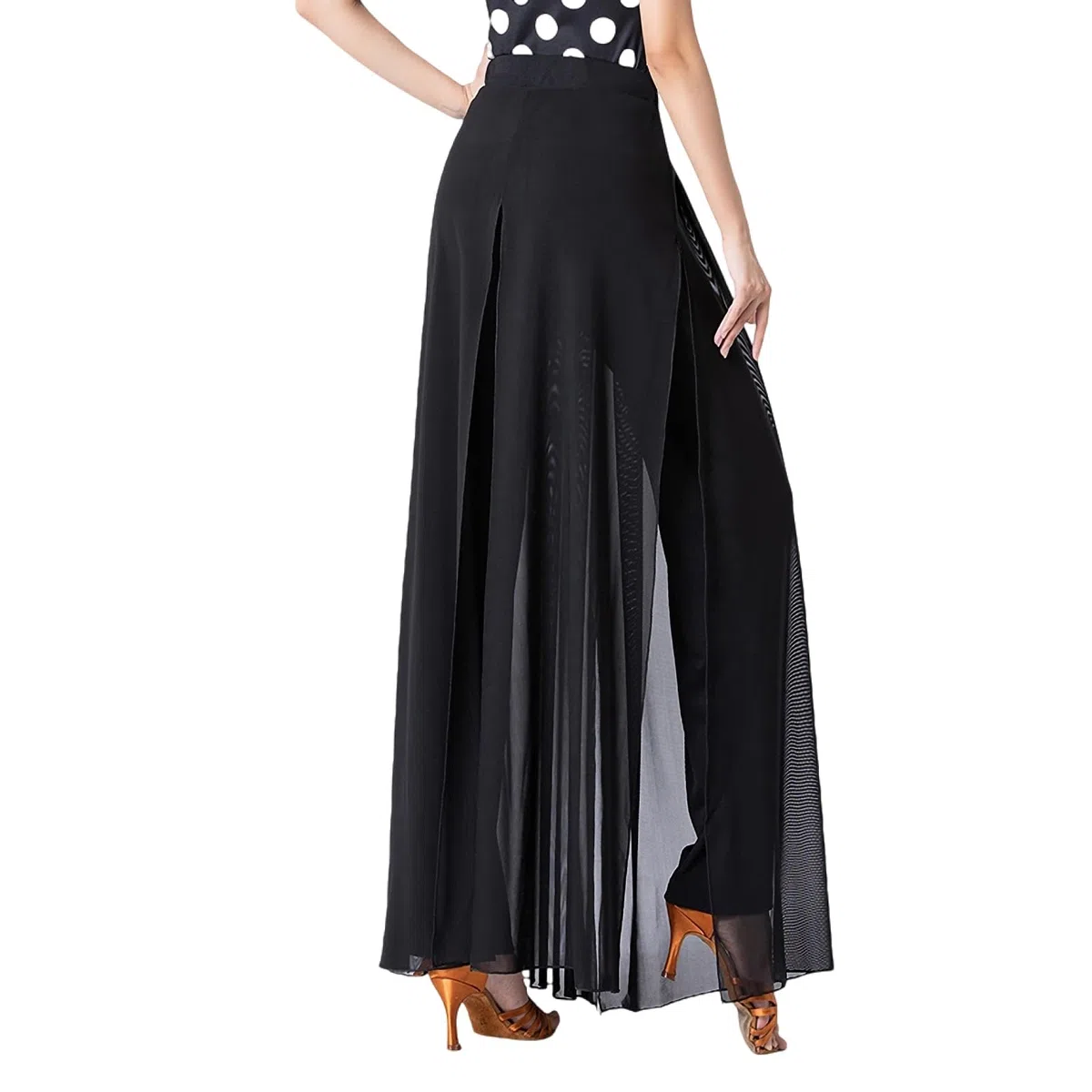 Donne Latino Pantaloni di Danza Moderna Pratica di Danza Indossare Lungo Spacco Sala da Ballo Danza Elastico Vita Pantaloni Donna