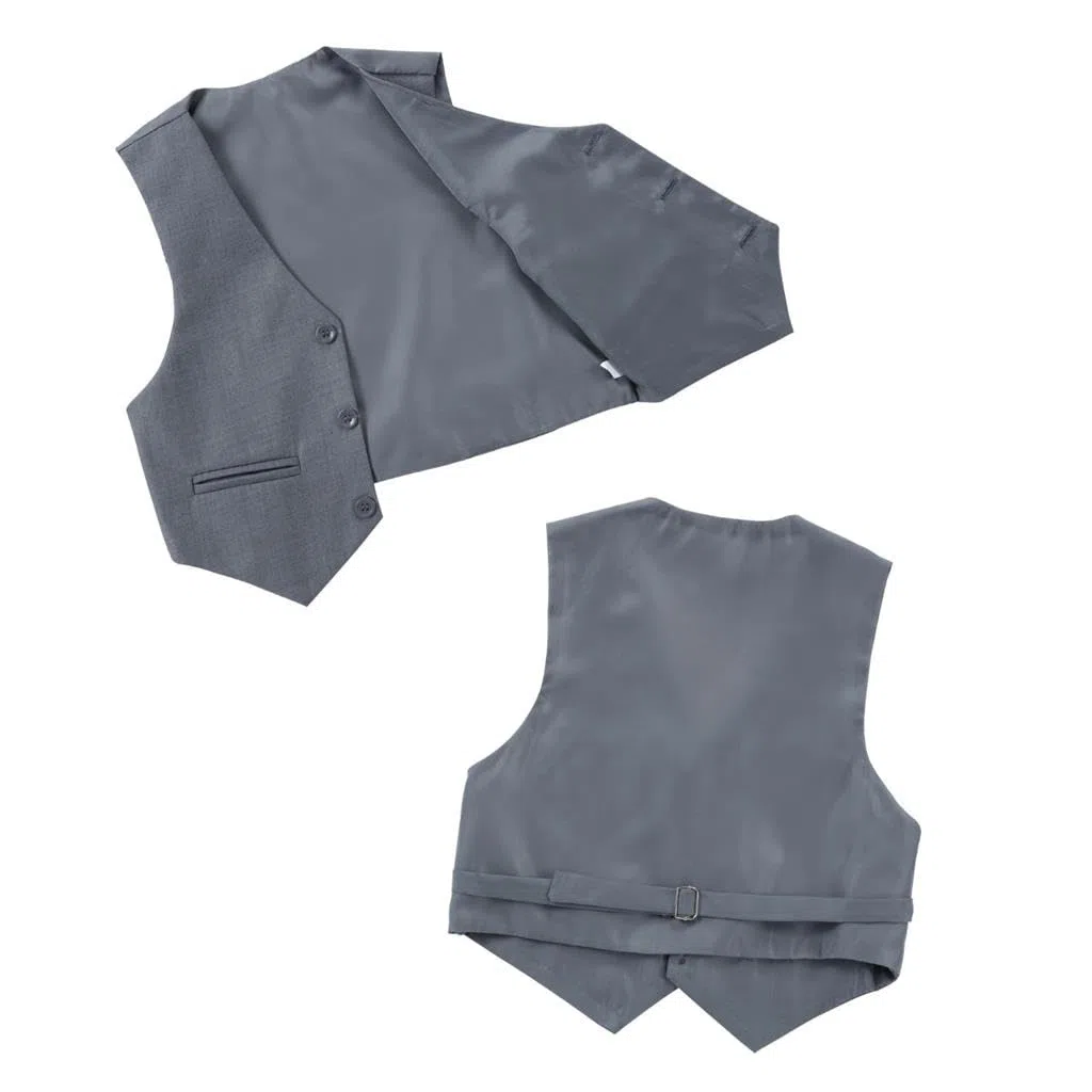Lito Angels Smoking Grigio Completo Elegante per Bambino, Set 5 Pezzi (Giacca, Gilet, Camicia, Cravatta e Pantaloni) Taglia 5 a 13 Anni