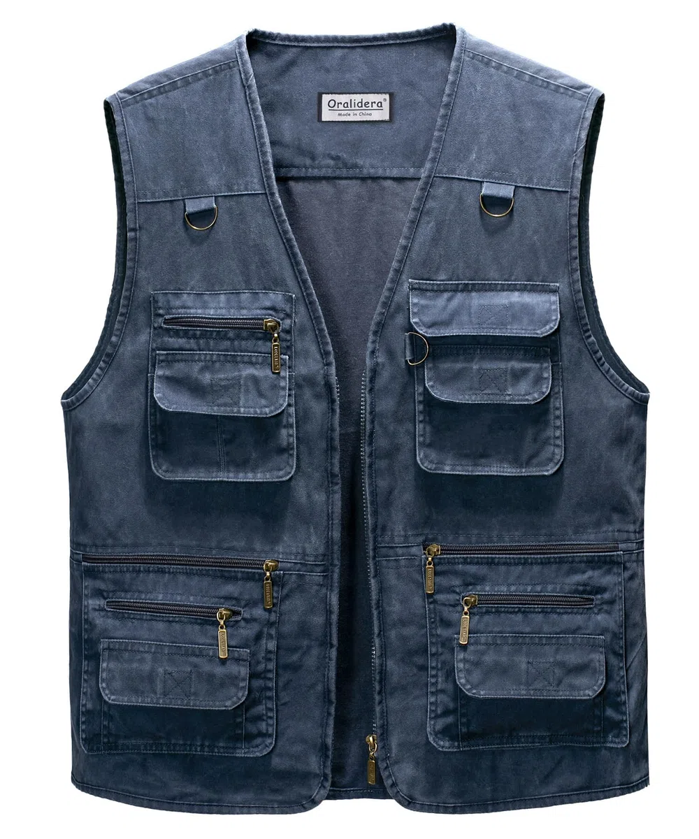 Gilet da Pesca da Uomo Multi-Tasche Gilet da Caccia Fotografico Giacca Senza Maniche Gilet da Lavoro Giubbini da Pesca per Attività All'aperto