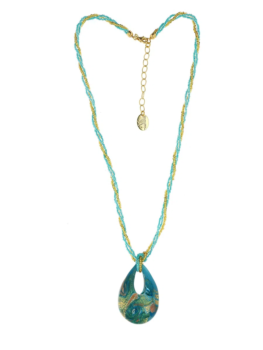 Venetiaurum - Collana Per Donna Con Pendente a GocciaIn Vetro Originale di Murano e argento 925 - Gioiello made in Italy certificato
