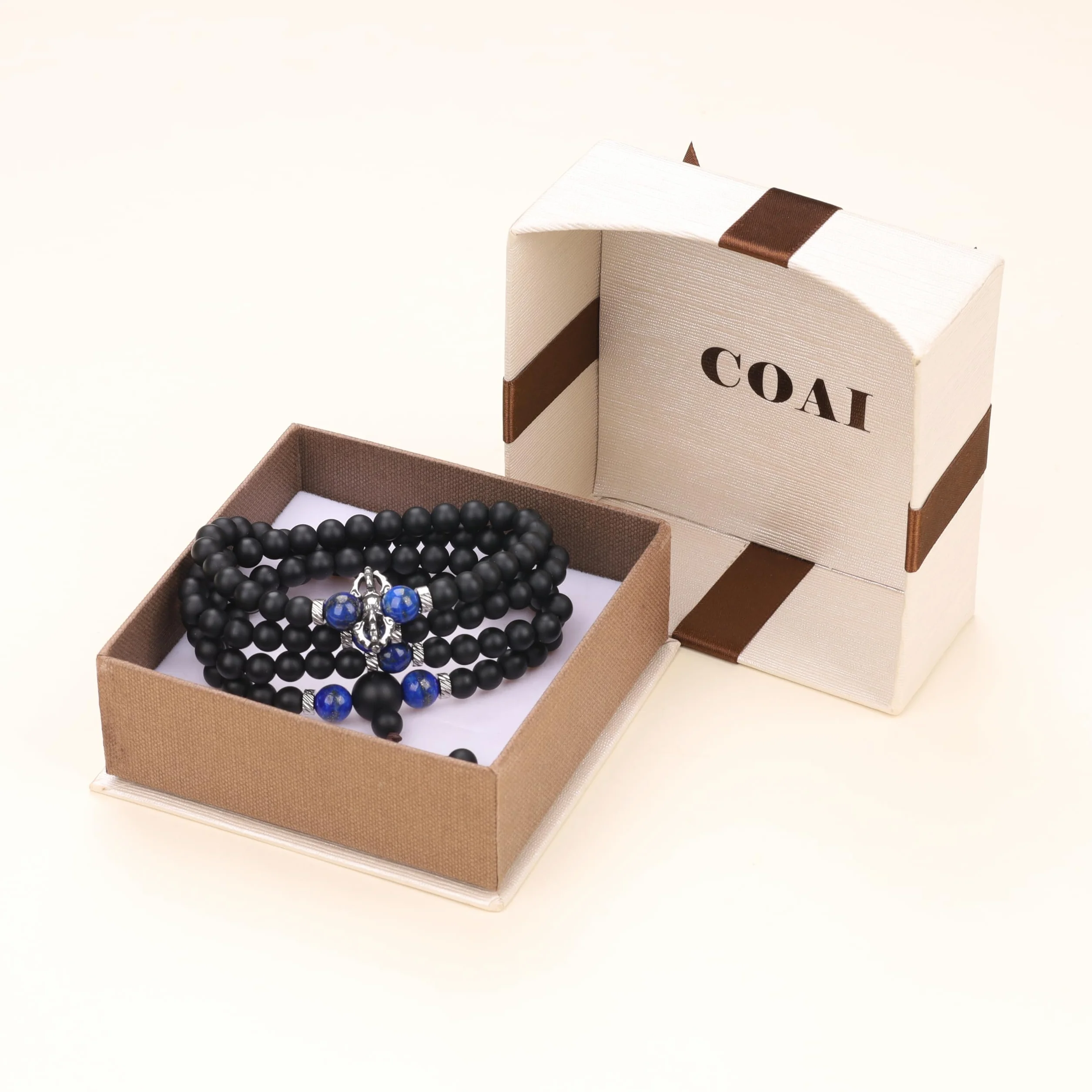 COAI Collana Mala 108 Grani, Bracciale Mala Multistrato 108 Perle in Pietre Naturali, Rosario Tibetano Uomo Donna