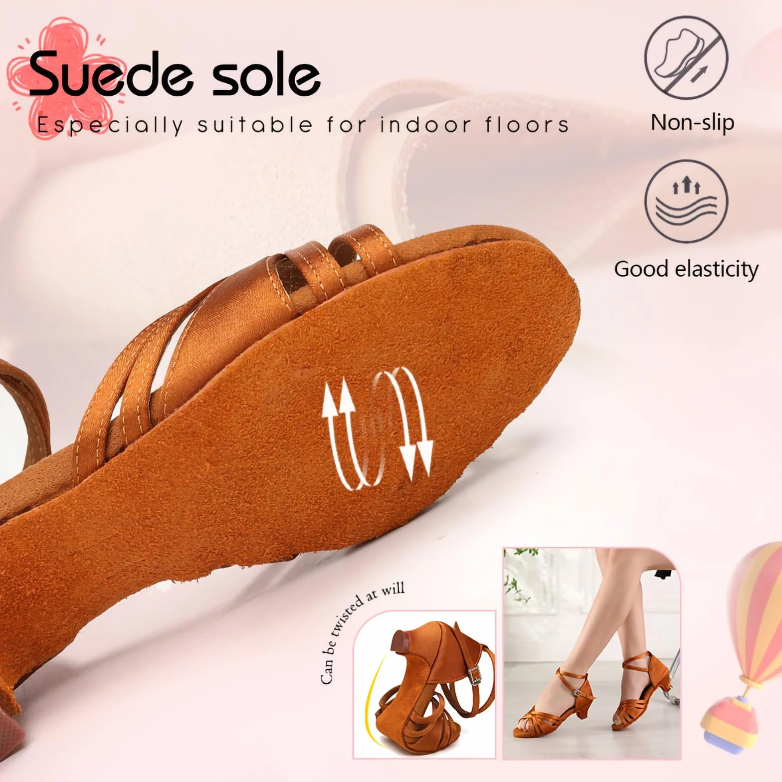 Scarpe da Ballo Latino Americano Bambina Punta Aperta Tacco Basso Standard Salsa Bachata Scarpe da Ballo da Sala,EM-930-XGG,Tacco di 4 cm