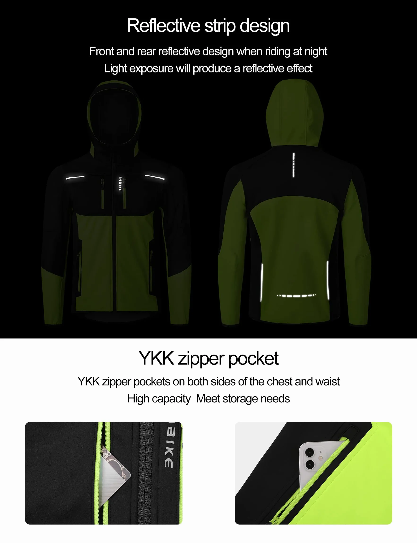 INBIKE Giacca Softshell Uomo Invernale Giacca Ciclismo Uomo Invernale Impermeabile Giacca Trekking Corsa Running Bici Running Bicicletta