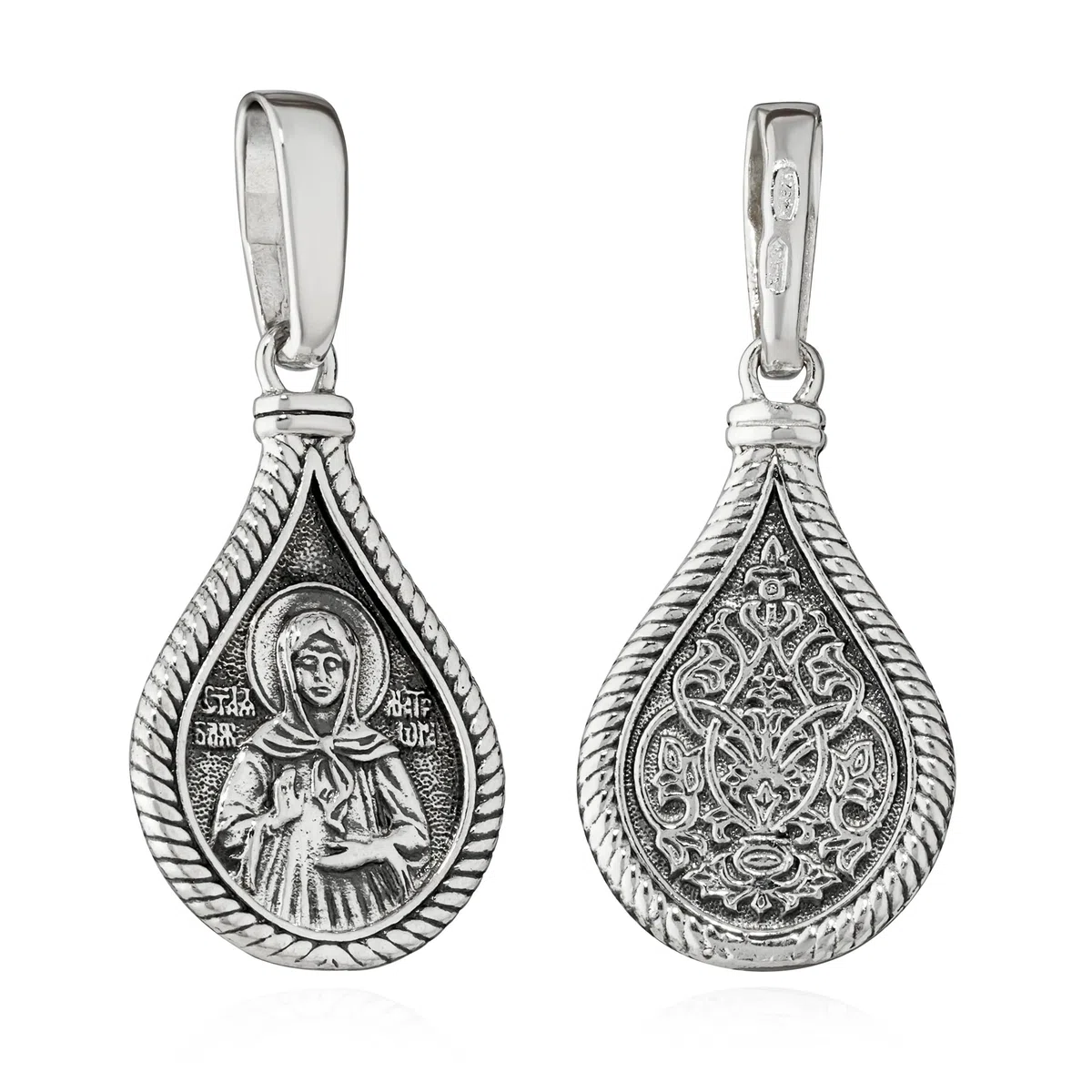 NKlaus Ciondolo Icona Argento 925 Santa Matrona 22,4mm x 15mm catena ciondolo filigrana 15516