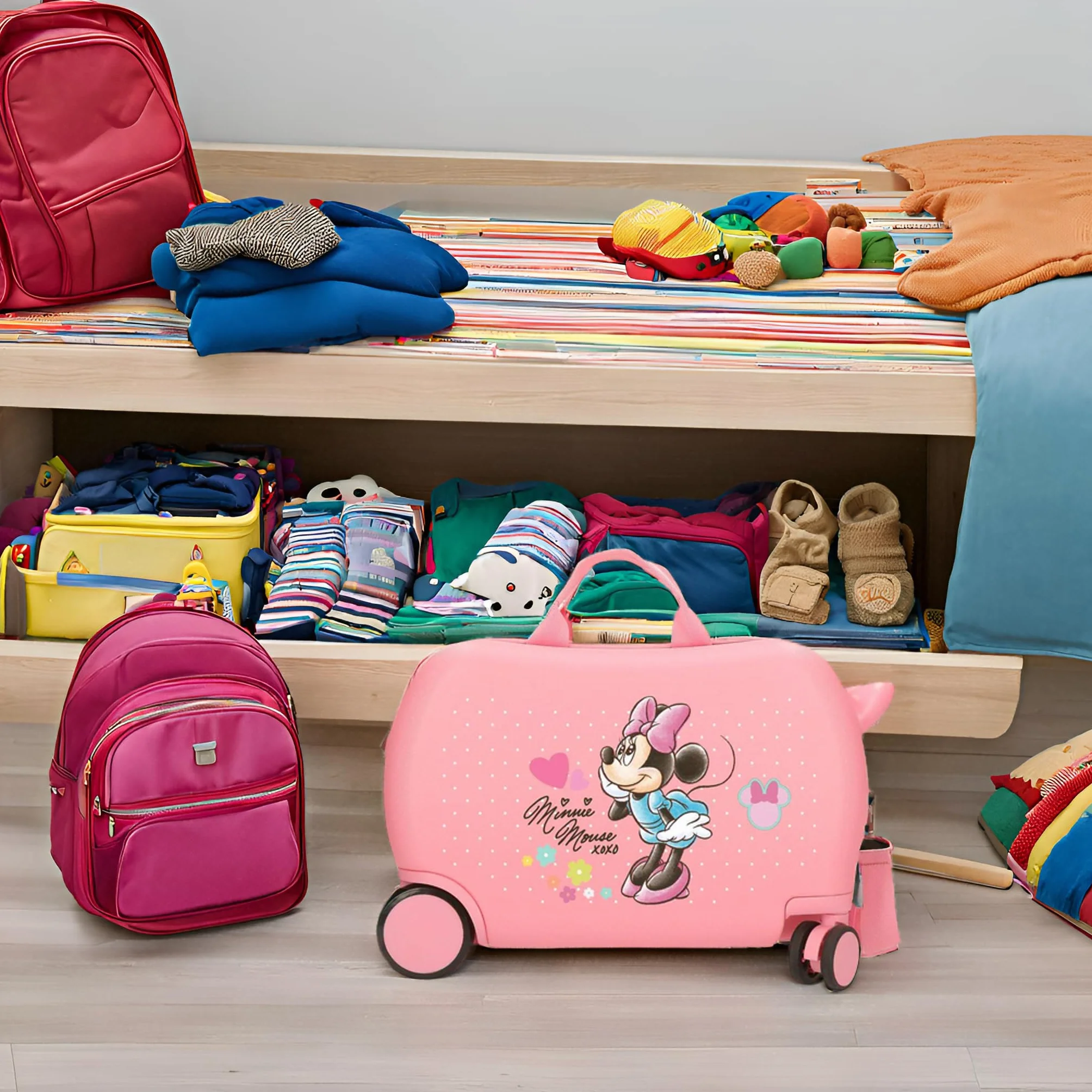 Disney Joumma Bags, Minnie Imagine, Valigia Cabina, Valigia per bambini, Realizzato in ABS, un materiale, Quattro Ruote Doppie di Giro multidirezionale, Chiusura a combinazione laterale., Rosa