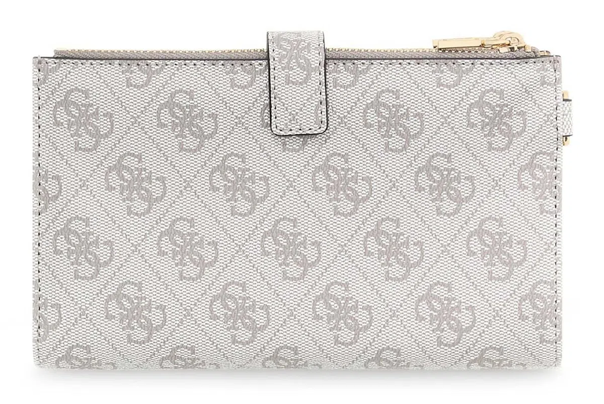GUESS portafoglio Laurel II SLG Double Zip Organizer Dark Taupe Logo grigio talpa