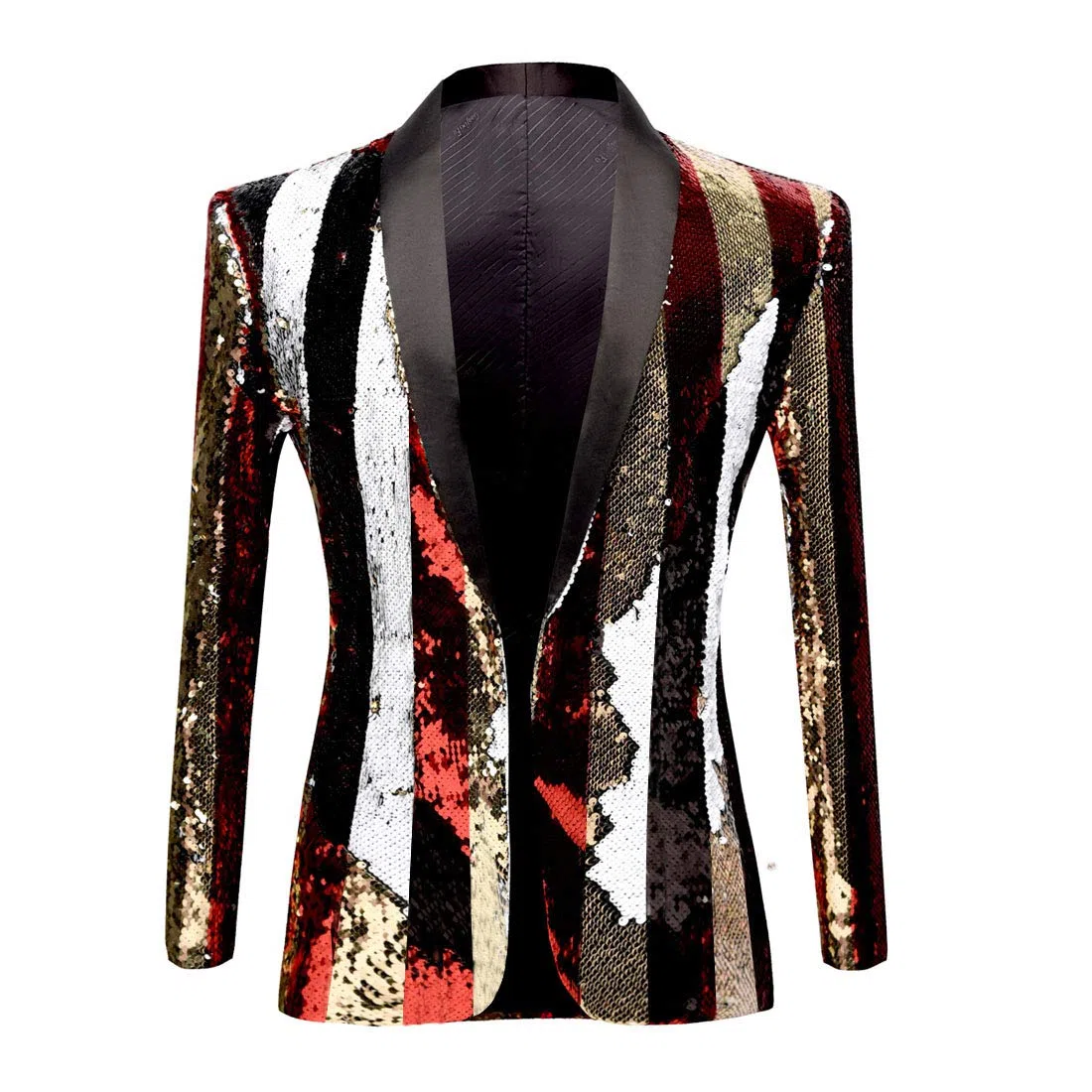 Giacca/Blazer da Uomo alla Moda, Due Colori Brillanti, con Paillettes reversibili