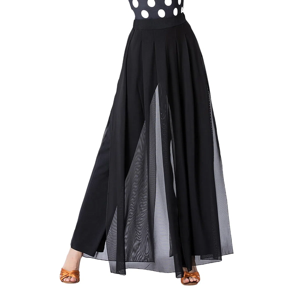 Donne Latino Pantaloni di Danza Moderna Pratica di Danza Indossare Lungo Spacco Sala da Ballo Danza Elastico Vita Pantaloni Donna
