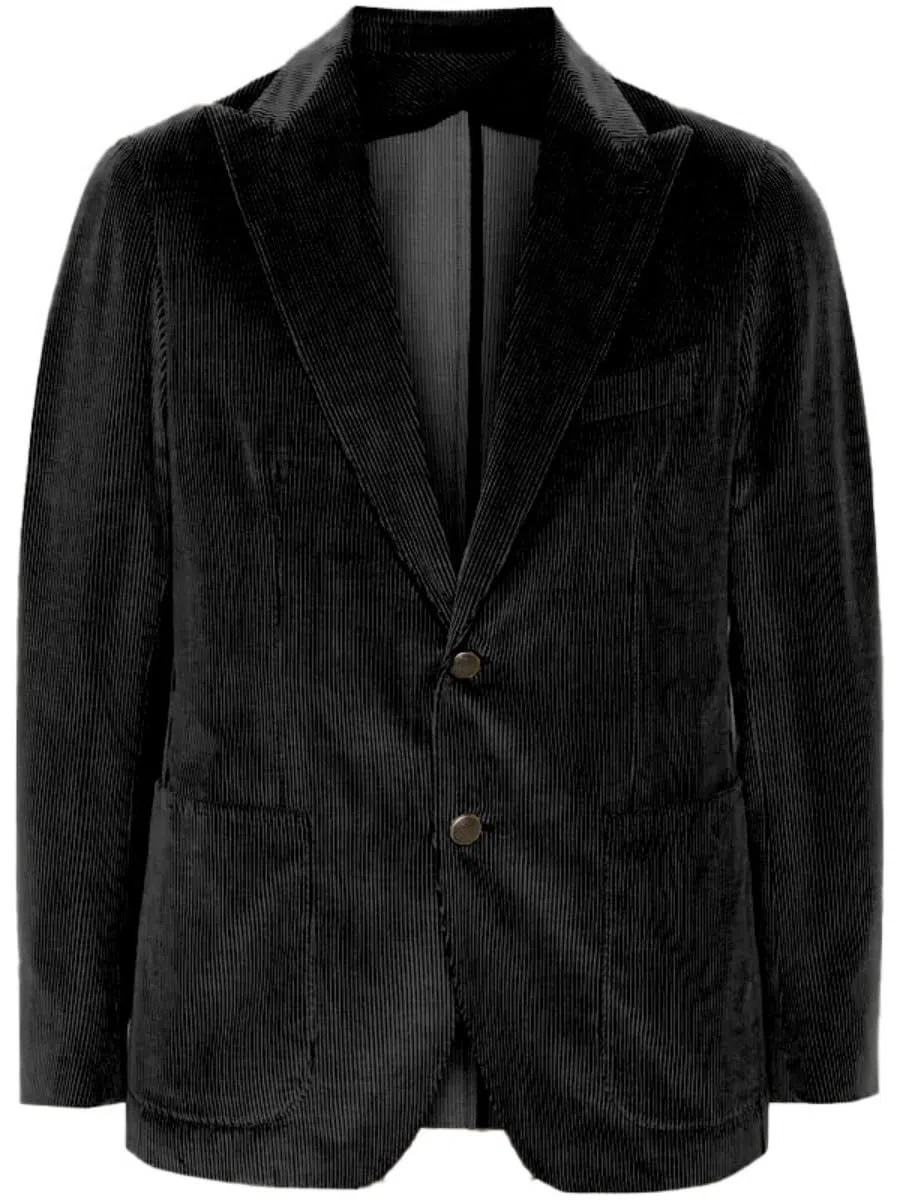 Giacca da uomo slim fit in velluto a coste con bottoni giacca formale classica per abiti da sposa da lavoro smoking blazer